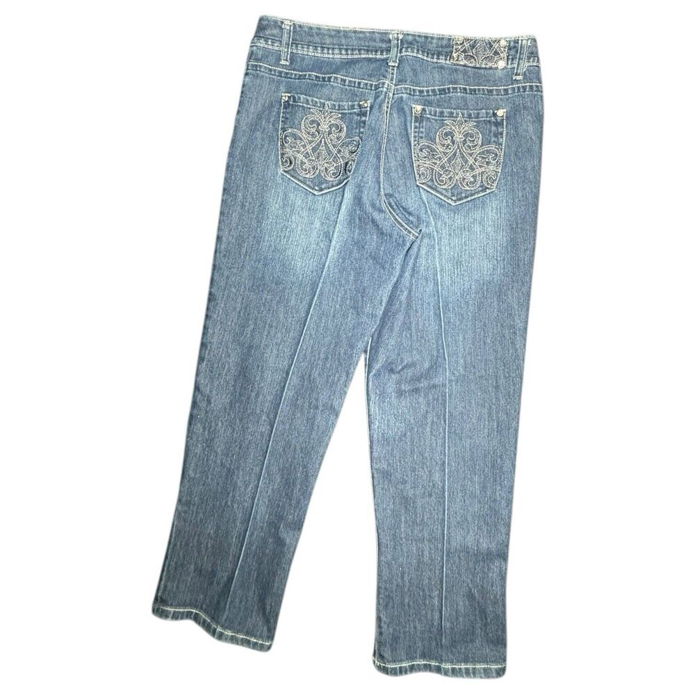 Style & Co. Premium Jeans Rhinestone Pockets Straight Leg Medium Wash Size 12